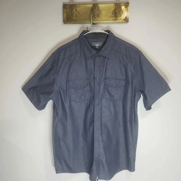 Mountain Ridge Mens Short Sleeve Snap Closure Soft Denim Shirt,Size L. - Picture 1 of 6